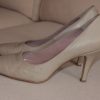 Beige court shoes, high heel