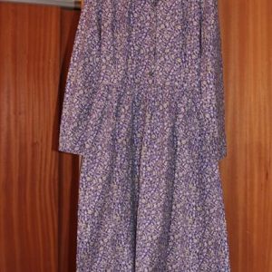 Blue / Mauve dress long sleeves (Laura Ashley)
