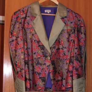 Long sleeved jacket green / mauve print