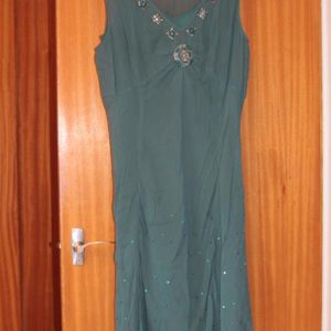 Aqua green evening dress