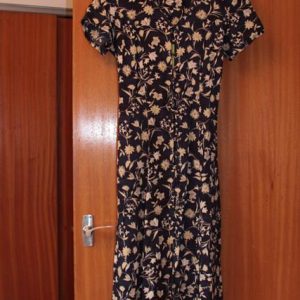 Navy blue floral print day dress (C&A) short sleeves