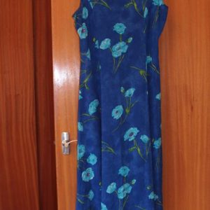 Blue floral sleeveless dress