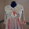 Cream pink Regency dress, shawl collar