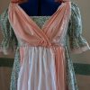 Green floral shawl collar Regency dress (peach trimmings)