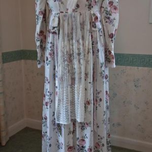 Pink white floral regency dress