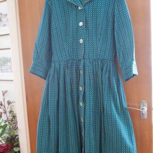 Blue/green check long sleeved dress