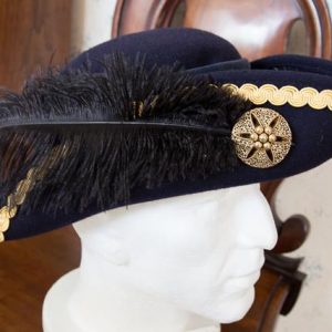 Tricorn hat navy with gold trim
