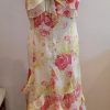 Cream Red floral sleeveless dress