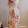 Cream Red floral sleeveless dress