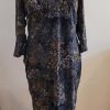 Dark Blue floral long sleeved dress