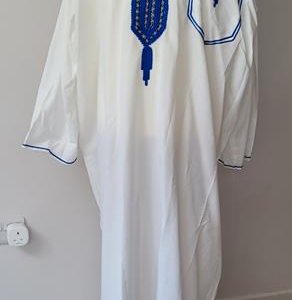 Long robe (White with Blue trim) long sleeves