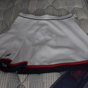 White / red tennis skirt