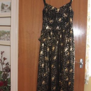 Black / gold mid length evening dress