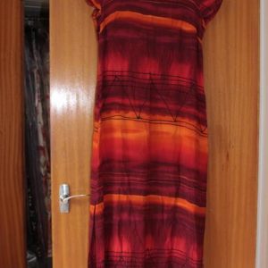 Red orange tie dye effect dress (long) short sleeves (Hammels)