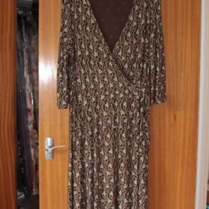 Wrap dress Brown / mint green, long sleeved