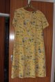 Yellow floral shift dress, short sleeved