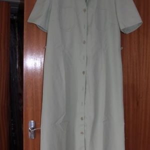 Light green button through shift dress, short sleeves
