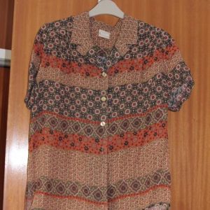 Blouse orange print short sleeves