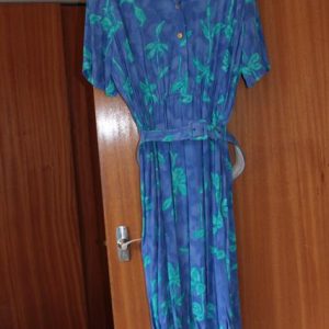 Blue / Turquoise dress , short sleeves, buckle belt
