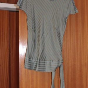 Slate grey/gold evening top with tie to side