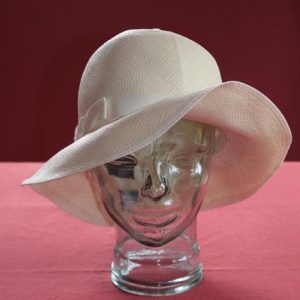 Brown straw hat with white netting