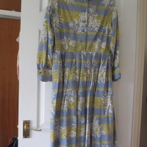 Grey/yellow/blue dress, long sleeved