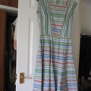 Green / blue sleeveless patterned dress