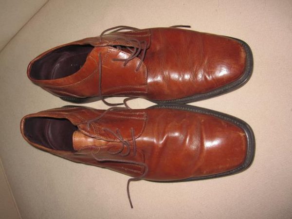 Tan leather shoes lace up