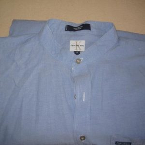 Light blue collarless shirt