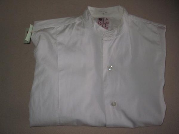 White collarless shirt