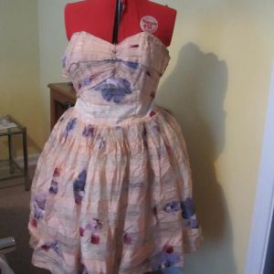 Strapless pink evening dress