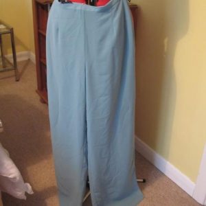 Pale turquoise wide trousers with splits at the side