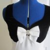 Cream crepe long dress with black velvet edging