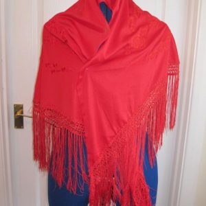 Red shawl with fringe
