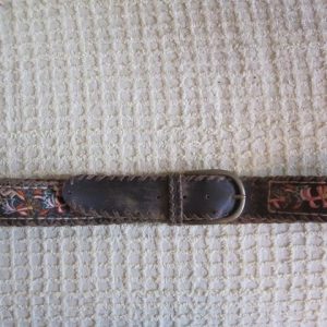 Brown patterned leather belt