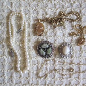 Brooches and necklaces
