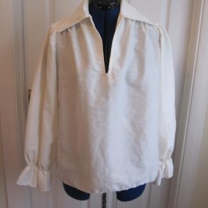 White blouse, long sleeves , peasant, pirate style