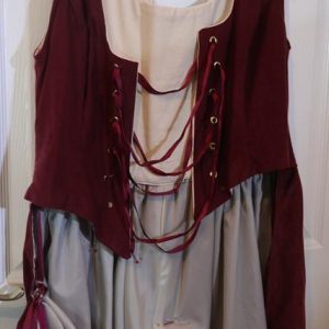 Lady pirate overdress (laceup), deep red