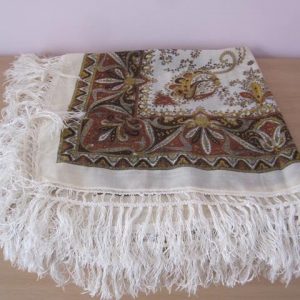 Floral fringed shawl