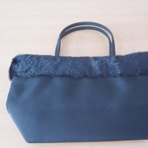 Black handbag with fur