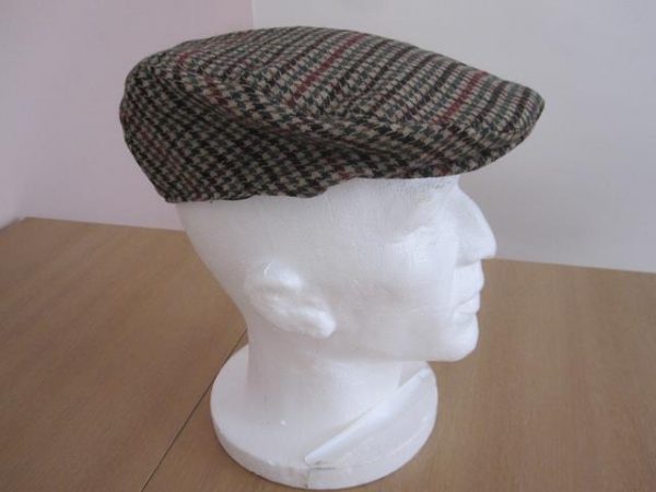 Brown, red and green check cap