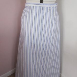 Blue / white striped long skirt with bustle