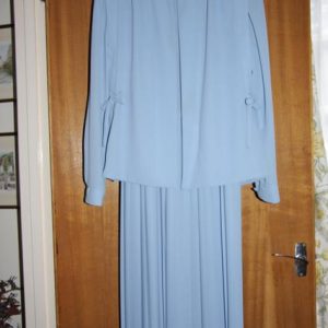 Blue dress with sleeveless jacket, elasticated waist (Eastex)