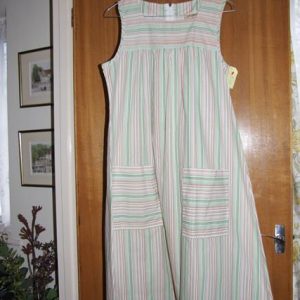 Green / cream striped Pinafore