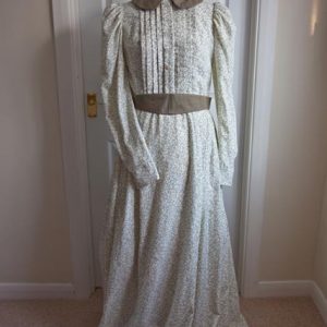 Victorian long dress, brown / cream